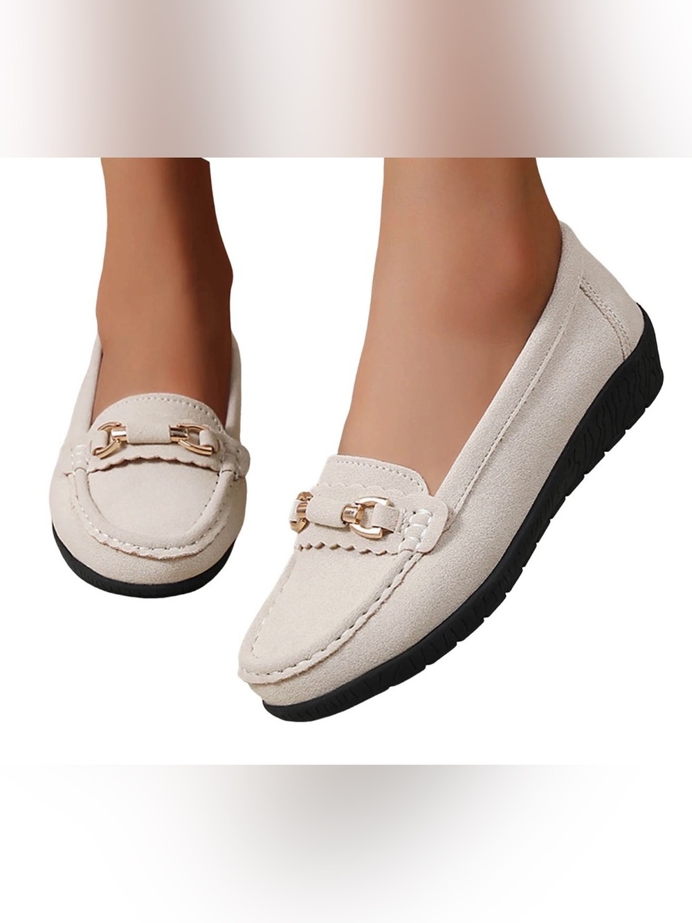 Women’s Cream Slip-On Loafers Size 36 EUR or 5.5/6 US